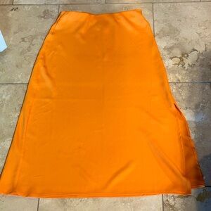NWOT Neon Orange Slip Skirt w Side Slit Size S Veuve Orange High Waisted